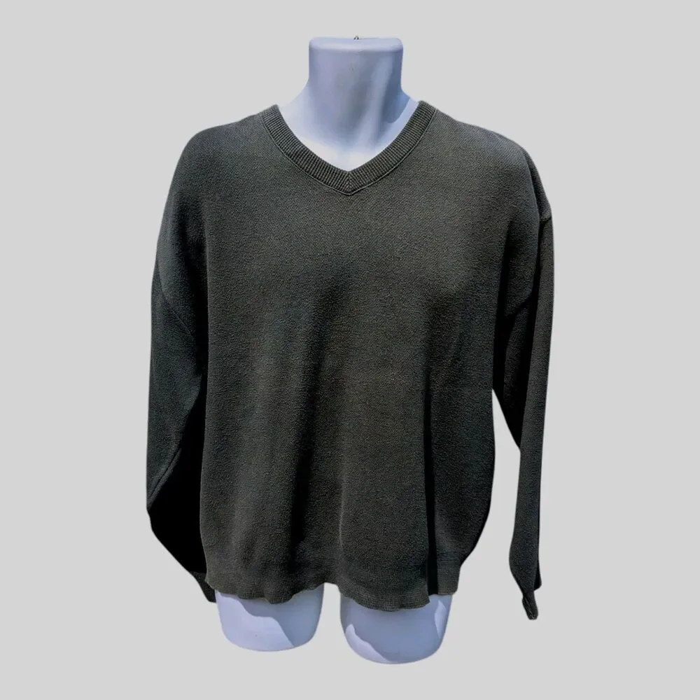 Cypress Links Golf Wear V-Neck Sweater Green Men's Large 100% Cotton Soft Casual